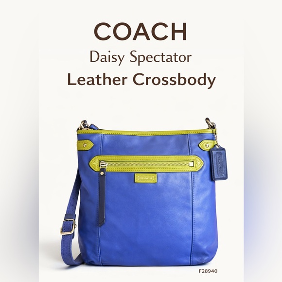 Coach Handbags - Coach Daisy Spectator Blue & Lime Leather Crossbody Bag F28940